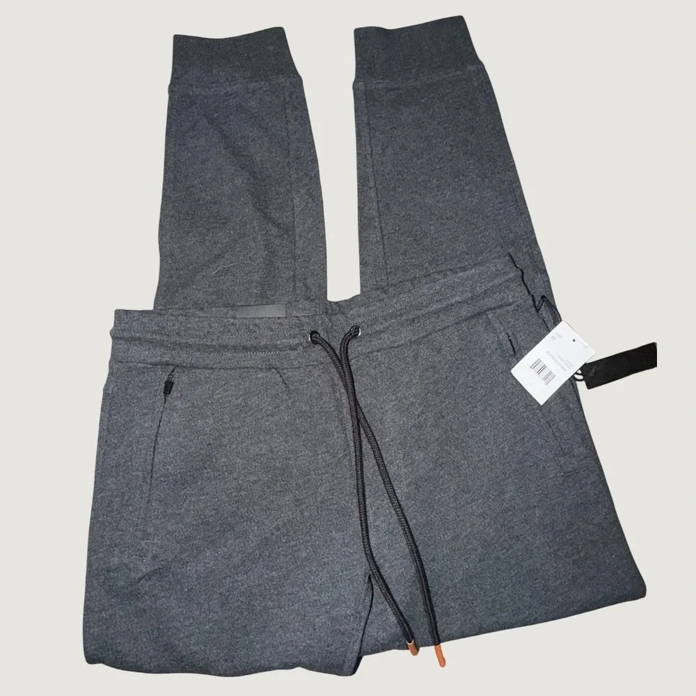 Commerce Mens Jogger Sweatpants Black Heather SIEF2P5040 Tapered Fleece Pants M